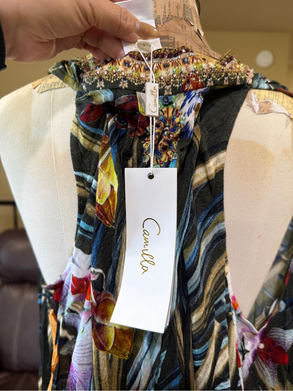 CAMILLA Women’s Side Cowl Jersey Dress in “Passport To Paradise” Print - Picture 4 of 4